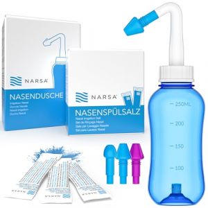 NARSA Douche nasale avec 30x Sel de rinçage nasal · Lavage nez pour Adultes et Enfants premium · pour Soulager la Congestion Nasal, les Allergies, les Infections, le Pollen & les Impuretés (Vitalwerk GmbH, neuf)