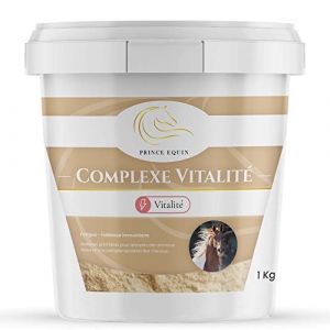 PRINCE EQUIN - COMPLEXE VITALITÉ - Complément nutritionnel Cheval - Seau 1 kg - Saule blanc, vitamine C - Regain d'énergie - Remise en forme - Confort des articulations - Marque Française (Le Pré Vert, neuf)