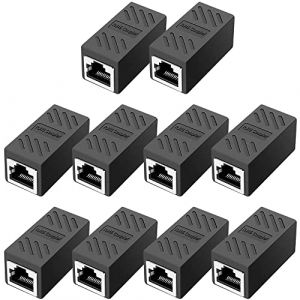 Greluma 10 pi&egrave;ces Coupleur RJ45, coupleur r&eacute;seau, connecteurs Ethernet, coupleur en Ligne blind&eacute; pour connecteur d'extension de c&acirc;ble Ethernet Cat7/Cat6/Cat5e/Cat5 - Femelle &agrave; Femelle (Lumatech-EU, neuf)