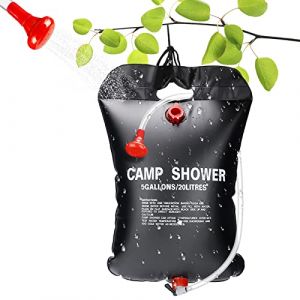 CEWROM Sac de Douche Solaire, 20L Douches de Randonnée, Sac de Douche Pliant Portatif Extérieur pour Douche avec Flexible Commutable Tête de Douche Chauffe Eau Solaire pour Plage, Voyage, Randonnée (CEWROM-EU, neuf)