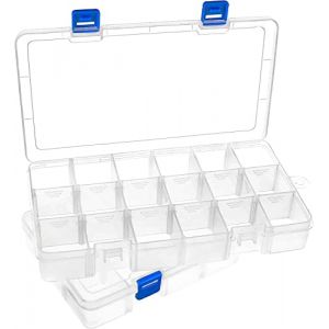 DARUITE Boite Rangement Plastique Compartiment, Boite Compartiment, Petite Boîte de Rangement Transparente Boite Plastique pour Perles, Boucles Doreilles, Outils, Crochet de Pêche, 18Grids-2PCS (DFT TECHNOLOGY CO, neuf)