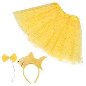 ELAYARD 1 Ensemble Jupe de bandeau de poisson de mer costume de poisson enfants bandeaux de poisson pour femmes bandeaux d'animaux en peluche déguisement d'halloween Engrener Jaune (Heyyii, neuf)