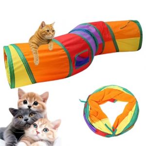 Tunnel pliable pour chat, lapin, cochon d'Inde, jouet interactif d'int&eacute;rieur et d'ext&eacute;rieur avec suspension pour chats, lapins, cochons d'Inde et autres petits animaux (taille S - color&eacute;) (ANETTEE GLOBALISS, neuf)