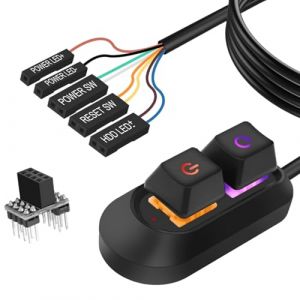 Bouton d'alimentation Externe pour PC &ndash; Interrupteur Power PC Multifonction avec C&acirc;ble 1,8M, D&eacute;marrage et R&eacute;initialisation Faciles, Bouton Power &agrave; Lumi&egrave;re RVB 7 Couleurs pour Ordinateur de Bureau (FangWenFaHuo, neuf)