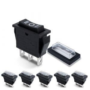 Innfeeltech 6 mini interrupteur à bascule noir kcd3-101 interrupteur à bascule à 3 broches avec 6 interrupteurs à capuchon étanche (XINGZHI TECH, neuf)