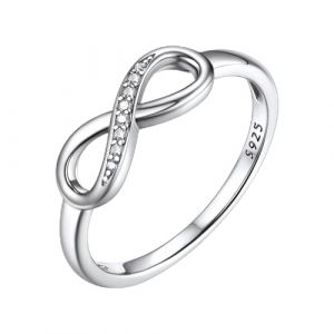 Bestyle Femmes Filles Bague Figure 8 en Argent 925 Bague Argent Ajustable Bague de Couple Bague Infini Femme Argent Infinity t67 Blanc (Bestyle Jewelry, neuf)