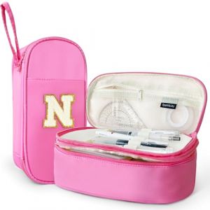 SparkleJoy Grande Trousse Scolaire Fille - Trousse &agrave; Crayons Double Compartiment avec Lettres Chenille, Pencil Case Girl pour &Eacute;cole, Bureau, Voyage - Cadeau Populaire pour Adolescent(Rose,N) (AutoVeloce Europe, neuf)