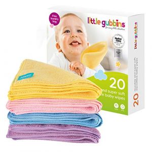 20 x Lingettes Bébé MICROFIBRES par Little Gubbins | Paquet de lingettes sèches et non-parfumées (My Kinda Earth, neuf)