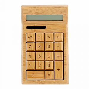 GONNELY Calculatrice &agrave; &eacute;nergie Solaire - Calculatrice, Calculette Calculatrice en Bois de Bambou Naturel Affichage LCD &agrave; 12 Chiffres, pour Maison et &Eacute;cole, Mini Calculatrice (18/29 Touches)(CS19) (Gonnely, neuf)