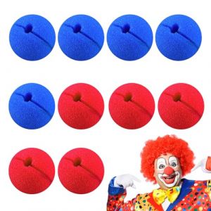 ARYIMYDP 10 Pi&egrave;ces Nez de Clown Rouge et Bleu, Cosplay, Accessoires de F&ecirc;te, Cirque, Halloween, No&euml;l, Cirque-Nez Amusant, Clown Costume Boule d'&eacute;ponge (UIRYFAZHANYOUXIANBAODAN, neuf)