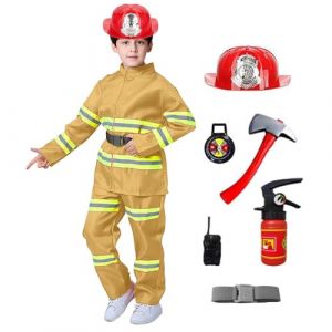 Tenue Pompier Enfant, Deguisement Costume De Pompier Enfant 3 4 Ans, Policier avec Pcs Gar&ccedil;on, Fille, Tenue Deguisements &Eacute;ducatif Jeu Carnaval Cosplay L'&eacute;ducation Aux Exercices D'incendie (ChaoWenMao, neuf)
