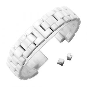 RTRCAGAKM Bracelet de montre adapt&eacute; au bracelet en c&eacute;ramique J12 for femme et homme, noir et blanc, 16 mm, 19 mm(White,16mm) (Hironobu-UK, neuf)