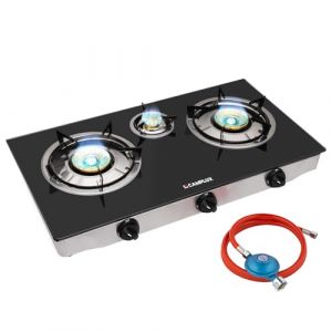 CAMPLUX Explorer Plaque &agrave; Gaz Portable 3 Feux, R&eacute;chaud GPL pour Camping, Jardin, 50 mbar, 6.250W, TC03GBDE (CAMPLUX, neuf)