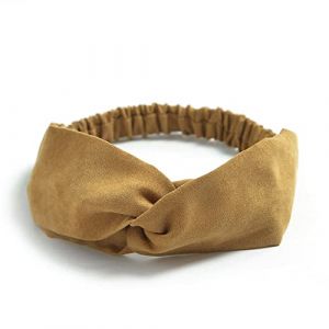 Lot de 2 bandeaux élastiques pour femme - Bandeau croisé - Bandeau de yoga - Bandeau torsadé - Accessoires de cheveux - Couleur unie - Pour filles et femmes - Camel (Blausky, neuf)