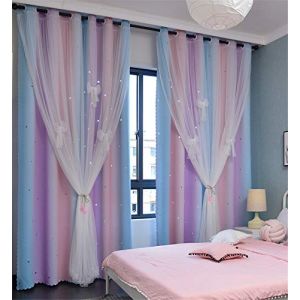 Yancorp Rideaux pour chambre de fille et chambre d'enfant, rideau de fenêtre coloré, 182,9 cm de long, œillets occultants à œillets, 2 couches (rose violet, 132,1 cm l x 182,9 cm L) (Fast Media Ships From USA, neuf)