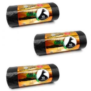 Tradineur Lot de 3 rouleaux de 10 sacs poubelle XXL en plastique recyclé, résistants et anti-fuites, écologiques, recyclables, adaptés pour les poubelles (Noir) 180 litres 115 x 150 cm Total 30 pièces (TRADINEUR, neuf)