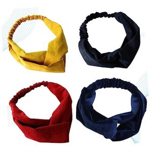 VICASKY 4 Pièces Bandeaux Élastiques Femme Design Croisé Confortable pour Sport Yoga et Soin Visage Accessoires et Extensibles (Micanties, neuf)