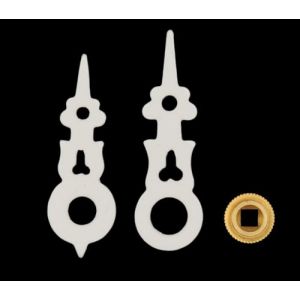 KD89 Aiguilles en Plastique Blanc, Fabrication Artisanale de qualit&eacute;, pour horloges Pendule &agrave; Coucou, diff&eacute;rentes Tailles Disponibles - avec &eacute;crou Central en Laiton (23/27) (Groupe KD89 France, neuf)
