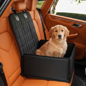 Luxvara Si&egrave;ge d'auto pour Chiens Petits Moyens 12kg, Housse de Si&egrave;ge Rehausseur Voiture pour Chien, Imperm&eacute;able Housse de Protection Avant Arri&egrave;re Auto, Panier Chien pour Voiture, Noir (fuleitong, neuf)