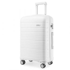 Kono Valise Trolley Cabine 55cm Bagage &agrave; Main Rigide en Polypropyl&egrave;ne Ultra L&eacute;ger &agrave; 4 roulettes avec Serrure TSA Int&eacute;gr&eacute; 40L (Blanc) (DL-accessories, neuf)