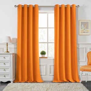 MIULEE Rideaux Occultant Orange à Oeillets-Rideaux Opaque Doux et Esthétiques Lot de 2, Rideau Thermique Isolant Anti Froid Chaleur, Rideaux Fenetre Chambre Maison Salon Intérieurs, 2X 140x260 (MIULEE HOME, neuf)