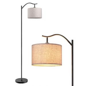 EDISHINE Lampadaire sur Pied Salon, Lampe à Arc Abat-Jour en Lin Réglable, E27 Ampoule(2700K Blanc Chaud) Incluse, Interrupteur au Pied, luminaires intérieur pour Salon, Chambre, Bureau, Hôtel (DewenwilsDirect, neuf)