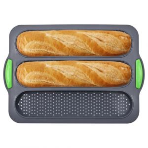 Moule à pain en Silicone, moule à baguette, plateau à baguette à 4 compartiments, moule antiadhésif, moule perforé, adapté à la cuisson en cuisine (Paulao Store, neuf)