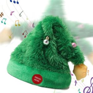 Gfilay Chapeau de Noël électrique à balançoire musicale – Chapeau de Père Noël musical interactif en peluche pour adultes et enfants – Cadeau de Noël amusant, 68,6 cm (Ailai christmas, neuf)