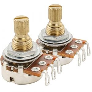 Musiclily Pro A500K+B500K Mini Potentiomètre Laiton Métrique Split Short Shaft 6,5mm Audio Linéaire Taper Pot pour Guitare électrique ST Tele PB JB Basse (Lot de 1A1B) (Musiclily Direct France, neuf)