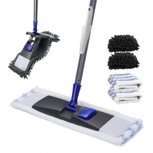 Masthome Balai Serpillère, Balais Nettoyer Sol Rotatif à 360°, Balai Microfibre pour Sol avec 2 Serpillère en Microfibre et 2 Serpillère en Chenille, Convient pour Les carrelages, Les sols en Bois (masthome, neuf)