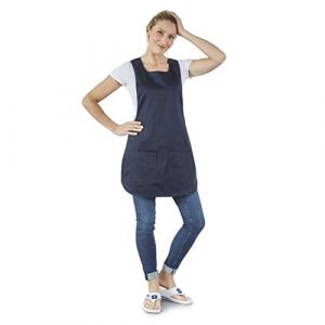 Hurry Jump Tablier Chasuble Blouse chasuble Coloris Marine Encolure Carrée Taille coté reglable par pression (Label blouse, neuf)