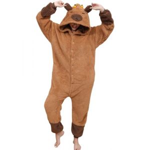 LATH.PIN Pyjama Combinaison Panda unisexe adulte animal onesie Cosplay Halloween carnaval Costume femme pyjama costume animal hiver, Capibara, XXL (Mescara, neuf)