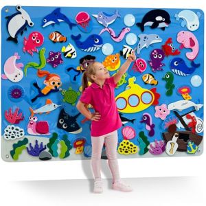 QUOKKA Tableau en Feutre Océan pour Enfants de 3 à 5 Ans - Lot de 70 Planches en Feutre Double Epaisseur avec Grand Format 104x76 cm - Panneau d'Activités Mural en Feutre Durable pour Enfants 2 4 Ans (Adducate Inc., neuf)