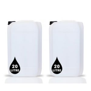 Lot de 2 jerrican de 20 l – Récipient empilable approuvé par l'ONU + bouchon inviolable de 61 mm | Parfait pour le stockage de l'eau liquide (ShopMazo, neuf)