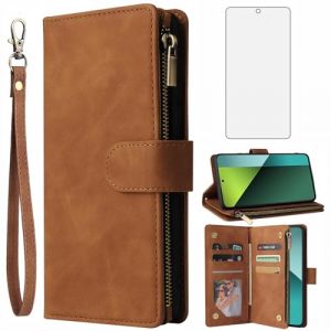 Asuwish Coque pour Xiaomi Redmi Note 13 Pro 5G/Poco X6 Portefeuille avec Verre Tremp&eacute; et Porte Carte Chaine PU Cuir &agrave; Clapet &Eacute;tui Housse Support 13Pro Pro5G 6X Etui T&eacute;l&eacute;phone Case Femme Homme Marron (Asuwish Official Store, neuf)