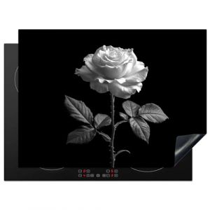 KitchenYeah© Protege Couvre Plaque De Cuisson Deco Cuisine Tapis Protection Protecteur Induction Indispensable 70x52 cm Rose - Noir et blanc - Fleur - 70x52 cm (KitchenYeah, neuf)