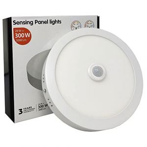 FactorLED Plafonnier Rond Led avec D&eacute;tecteur de Mouvement Infrarouge 24W 2400Lm &Oslash;225x50mm, Lampe avec D&eacute;tecteur de Pr&eacute;sence Blanc Neutre 4000K (FACTORLED, neuf)
