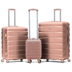 Flight Knight Jeu De 3 Moyen Et Grand Valises Legeres A 4 roulettes en Abs pour Bagages A Main par Plus De 100 Compagnies Aeriennes British Airways, Easyjet Et Taille Max pour Ryanair 40x20x25cm (Prime Brands Group FR, neuf)