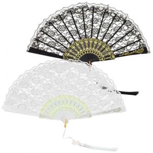 COYUN 2 pcs Éventails pliants, Éventail à Main, Éventail Pliant pour Femme, Eventail Pliable en Bambou Soie de Style Vintage Chinois pour Decoration Anniversaire Mariage Fête Cadeau, danse, cosplay (HLWA RETAILS LTD UKSTORE, neuf)