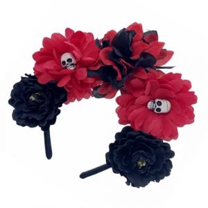 QUEENYARD Bandeau pour fille - Tête de mort - Tête de mort - Rose - Pour Halloween, jeu de rôle, costume, bal de fin d'année, fête, spectacle en direct (Pyanhd, neuf)