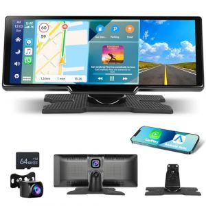 &Eacute;cran Portable sans Fil 9,26" CarPlay Voiture avec 2,5K Dashcam & 1080P Cam&eacute;ra de Recul, Motorsi Ecran Carplay MirrorLink, Navigation GPS, Siri G00gle Assistant Vocal, Bluetooth, FM, Aux, 64G TF Carte (Huanhuan shop, neuf)