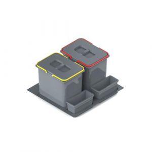 REJS Syst&egrave;me de tri s&eacute;lectif pour cuisine pour meuble de 60 cm 2 compartiments 2 x 20 L avec couvercle et poign&eacute;e Ensemble d'unit&eacute;s de recyclage int&eacute;gr&eacute; pour tiroirs, poubelle de cuisine pour la (Furnifit, neuf)