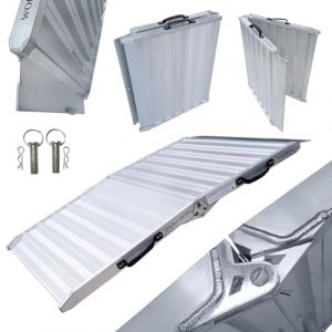 WORHAN Rampe de Chargement 400kg Robuste Rigidit&eacute; Extr&ecirc;me Pliable Valise Alu Fauteuil Roulant Moto Scooter Transport &Eacute;v&egrave;nement Flight Case Large Plate-Forme Ultra Antid&eacute;rapante 145cm HR145 (Worhan GmbH, neuf)