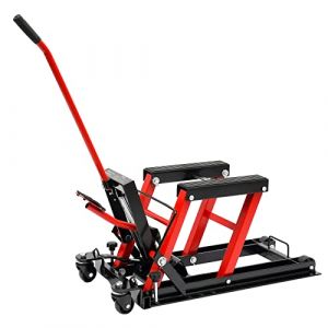 TESUGN Cric de moto - 680 kg - Pour moto, &eacute;l&eacute;vateur hydraulique, support de montage pliable, plateforme pour ATV et Quad, support de montage pour moto (Rouge) (YUNMIA, neuf)