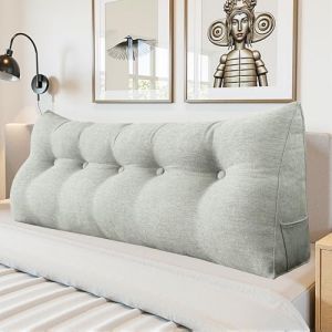 LELEFIDO Coussin de Lecture – Coussin Canapé Triangulaire avec Housse Amovible, Support de Dossier et de Dos, Idéal pour Lit et Salon, Confort Doux, 160 cm, Blanc (Daneey, neuf)