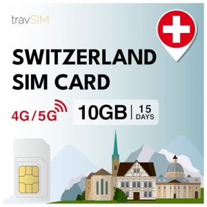 travSIM Prepaid SIM Card Switzerland | 10GB Data SIM - 15 Jours d'abonnement | La Carte SIM Suisse Offre Un acc&egrave;s Internet pour Google, Facebook, Whatsapp, Instagram et Plus Encore. (travSIM GmbH, neuf)