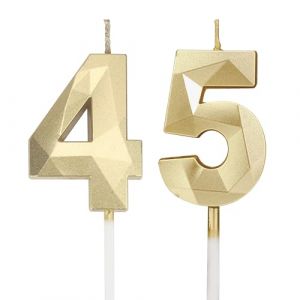 Bougies d'anniversaire chiffres 45, bougies 3D dor&eacute;es pour g&acirc;teau d&eacute;coration d'anniversaire, bougies chiffres anniversaire, bougies d'anniversaire pour enfants pour f&ecirc;tes, mariages, f&ecirc;tes d'entreprise (ShenZhenSanHe, neuf)