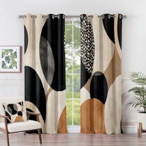 Rideau Occultant G&eacute;om&eacute;trique - Rideau Thermique Motif Abstrait Moderne, Rideaux Chambre Salon Fenetre, Lot de 2 Rideaux et Draperies Int&eacute;rieurs &agrave; Oeillets, 75x166 cm (LxH) O#-288 (Clofmor, neuf)