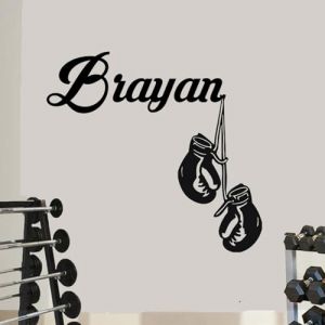 Autocollants Personnalisés, Nom Personnalisé Boxe Mur Décalcomanie Chambre, Sport Combat Déco For Chambre De Vinyle Autocollant, Accessoires De Chambre De Garçons(57x61cm) (HDLOVE, neuf)