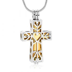 AIWENXI Collier urne funéraire pour cendres pour femmes et hommes - Croix cylindrique - Bijou pour cendres - Pendentif souvenir, Acier inoxydable (AOWEN STORE, neuf)